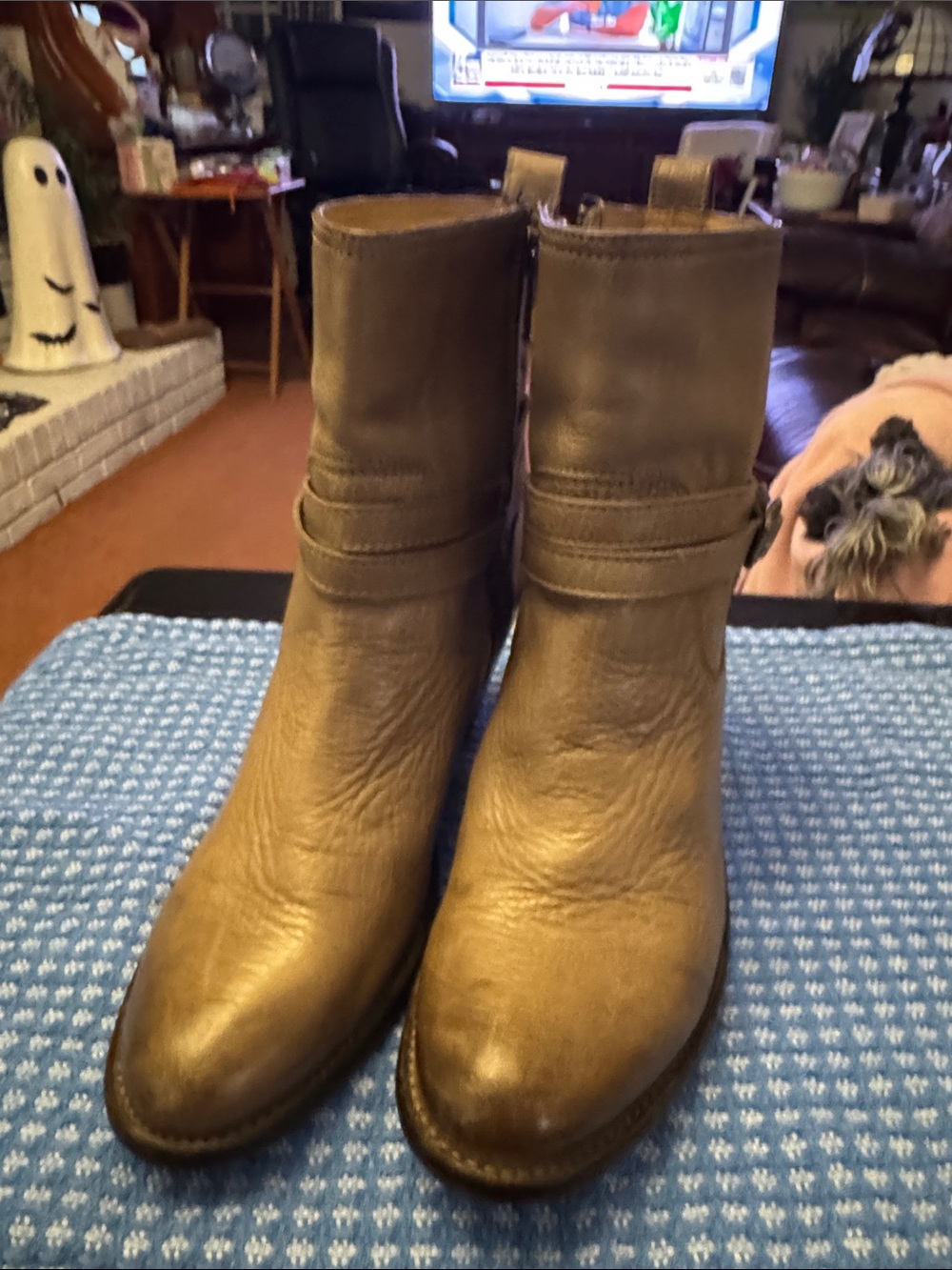 Frye Taupe Leather Ankle Booties